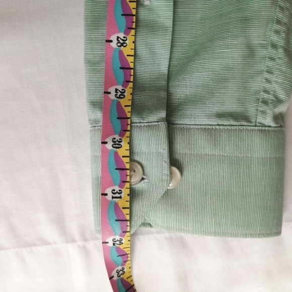 Eton Super Slim Fit Men's Dress Shirt Green Cotton Linen Blend 14.5 w 32" Sleeve - Picture 15 of 16